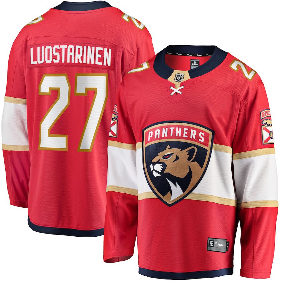 Men Florida Panthers #27 Eetu Luostarinen Fanatics Branded Red Home Breakaway Player NHL Jersey